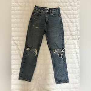 ZARA medium wash distressed jean